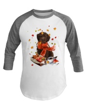Autumn Leaves CHOCOLATE Labrador Baseball Tee tile