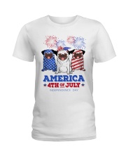 American Independence Day Pug Ladies T-Shirt tile