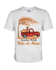 Country Fall - Border Terrier V-Neck T-Shirt tile
