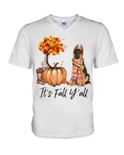 It is Fall - German Shepherd V-Neck T-Shirt tile