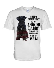 Father Day - Miniature schnauzer black V-Neck T-Shirt tile