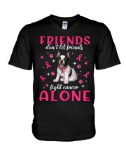 Cancer Alone - French Bulldog 2 V-Neck T-Shirt tile