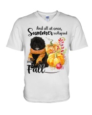 Into Fall - BLACK Shih-Poo V-Neck T-Shirt tile