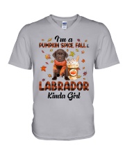 Pumpkin Kinda - CHOCOLATE Labrador V-Neck T-Shirt tile