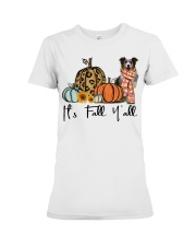 Fall Pumpkin Blue Merle Collie Premium Fit Ladies Tee tile