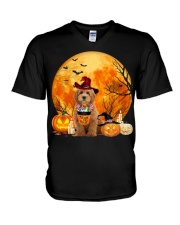Moon Candy - RED Goldendoodle V-Neck T-Shirt tile