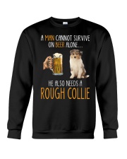 Beer Alone - Rough Collie 1 Crewneck Sweatshirt tile