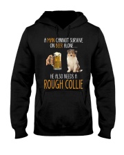 Beer Alone - Rough Collie 1 Hooded Sweatshirt tile