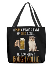 Beer Alone - Rough Collie 1 All-Over Tote tile