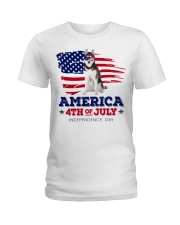American 4th july - Husky Dog Ladies T-Shirt tile
