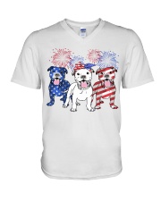 American Firework - Pitbull Dog V-Neck T-Shirt tile