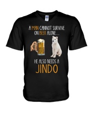 Beer Alone - Jindo V-Neck T-Shirt tile