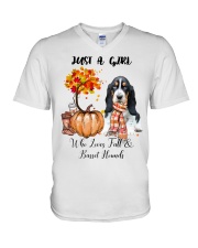 Fall And - Basset Hound V-Neck T-Shirt tile