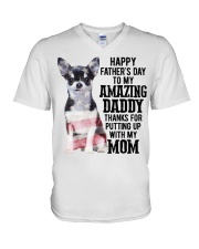 Daddy Chihuahua V-Neck T-Shirt tile