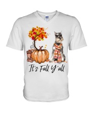 It is Fall - Miniature Schnauzer 3 V-Neck T-Shirt tile