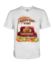 Pumpkin House - RED Labradoodle V-Neck T-Shirt tile
