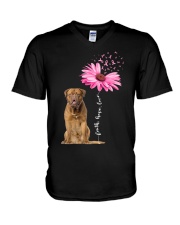 Daisy Ribbon - Dogue de Bordeaux V-Neck T-Shirt tile