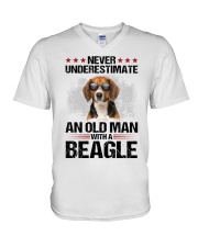 an old man Beagle V-Neck T-Shirt tile
