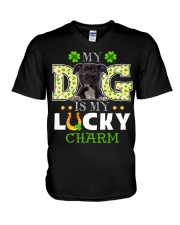 Lucky Charm - BLACK American Staffordshire Terrier V-Neck T-Shirt tile