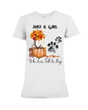 Fall And Dog Premium Fit Ladies Tee tile