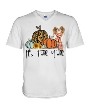 Fall Pumpkin Japanese Chin V-Neck T-Shirt tile