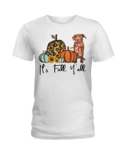Fall Pumpkin CHOCOLATE Pitbull Ladies T-Shirt tile