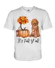 It is Fall - Labradoodle 2 V-Neck T-Shirt tile