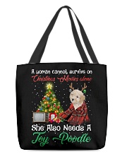 Christmas Alone - CREAM Toy Poodle All-Over Tote tile