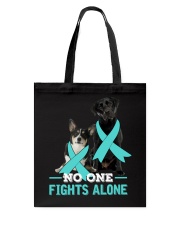 Fight Teal Ribbon - black Lab and Corgi Tote Bag tile