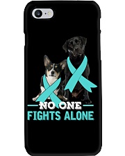 Fight Teal Ribbon - black Lab and Corgi Phone Case tile