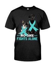 Fight Teal Ribbon - black Lab and Corgi Classic T-Shirt front