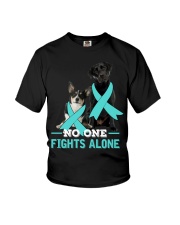Fight Teal Ribbon - black Lab and Corgi Youth T-Shirt tile