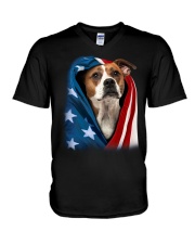American flag - American Bulldog V-Neck T-Shirt tile
