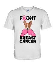 Fight Cancer - Basenji V-Neck T-Shirt tile