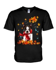 Flying Scarf - BRINDLE Boston Terrier V-Neck T-Shirt tile