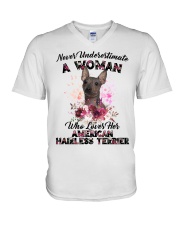 Love Her - American Hairless Terrier V-Neck T-Shirt tile