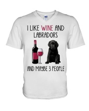 Three People - BLACK Labrador Pup V-Neck T-Shirt tile