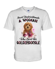 Love Her - RED Goldendoodle V-Neck T-Shirt tile