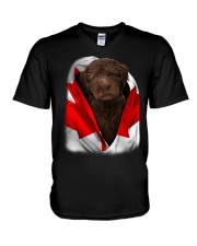 Canada Flag - Labradoodle 2 V-Neck T-Shirt tile