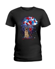 Balloons love 4th - German Shepherd 3 Ladies T-Shirt tile