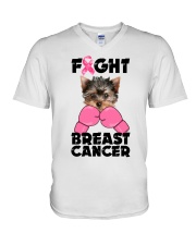 Fight Cancer - Yorkshire Terrier V-Neck T-Shirt tile