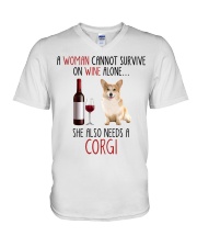 She Also Needs - Corgi V-Neck T-Shirt tile