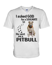 Canine Soulmate - Pitbull 1 V-Neck T-Shirt tile