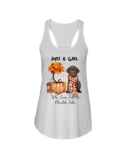 Girl Love Fall And - CHOCOLATE labs Ladies Flowy Tank tile