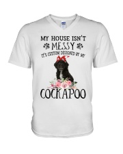 Messy - BLACK Cockapoo V-Neck T-Shirt tile