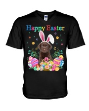 Happy Easter - CHOCOLATE Labrador V-Neck T-Shirt tile