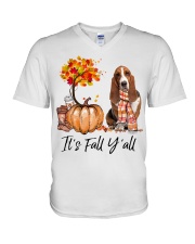 It is Fall - Basset Hound 1 V-Neck T-Shirt tile