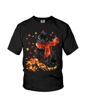 Autumn Leaves Scraf - Pug 1 Youth T-Shirt tile