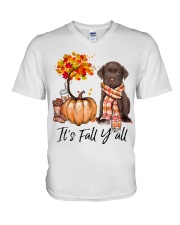 It is Fall - CHOCOLATE labs V-Neck T-Shirt tile