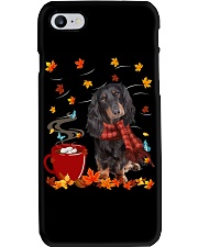 Hot Chocolate - Black Long-haired Dachshund Phone Case tile